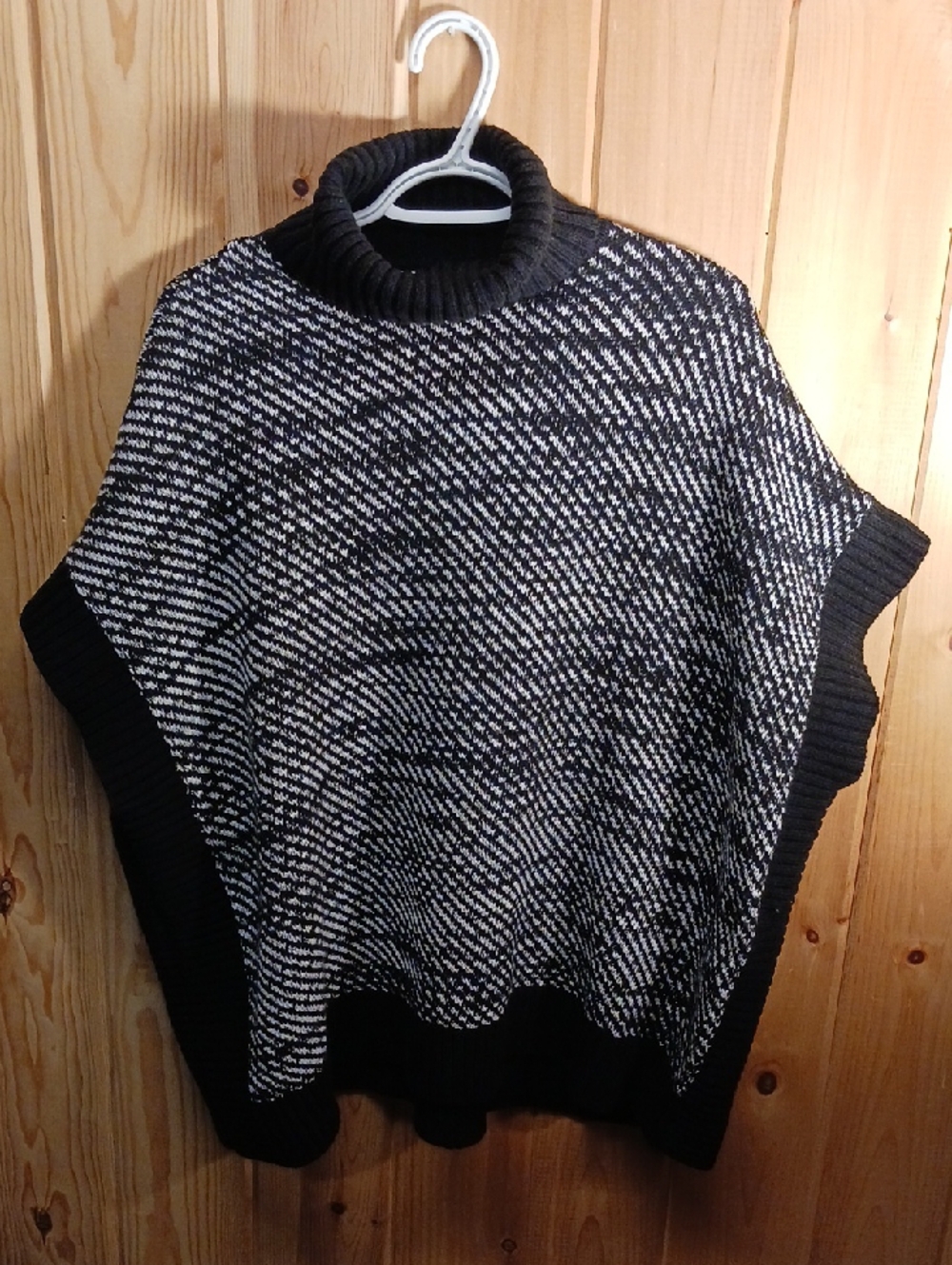 Michael Kors Ribbed Turtle Neck Poncho Sweater